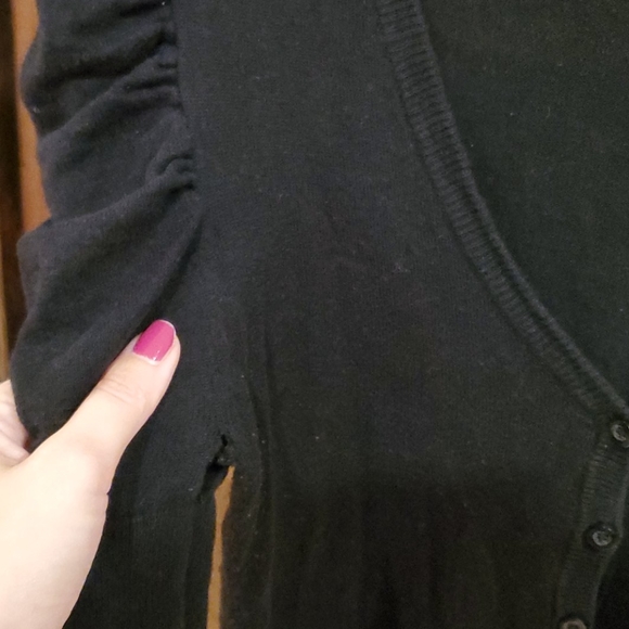 Ruched Sleeve Short Sleeve Cardigan - Picture 3 of 3